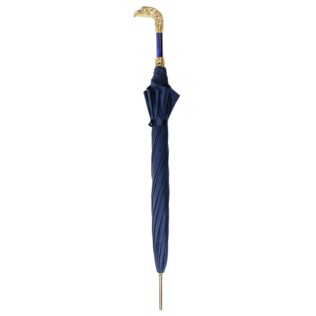 Impugnatura da aquila 24k - Elegante ombrello blu