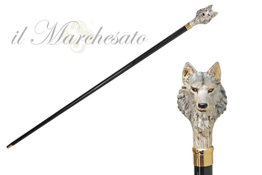 24k Wolf placcato in oro - smaltato a mano