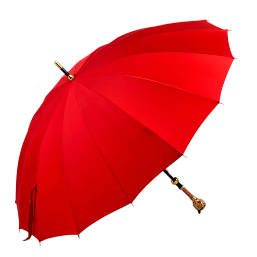 LIMITED COLLECTION - Exclusive Red Umbrella with Jeweled Panther Handl