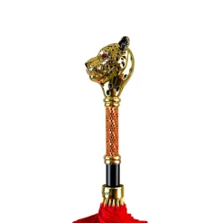 LIMITED COLLECTION - Exclusive Red Umbrella with Jeweled Panther Handl