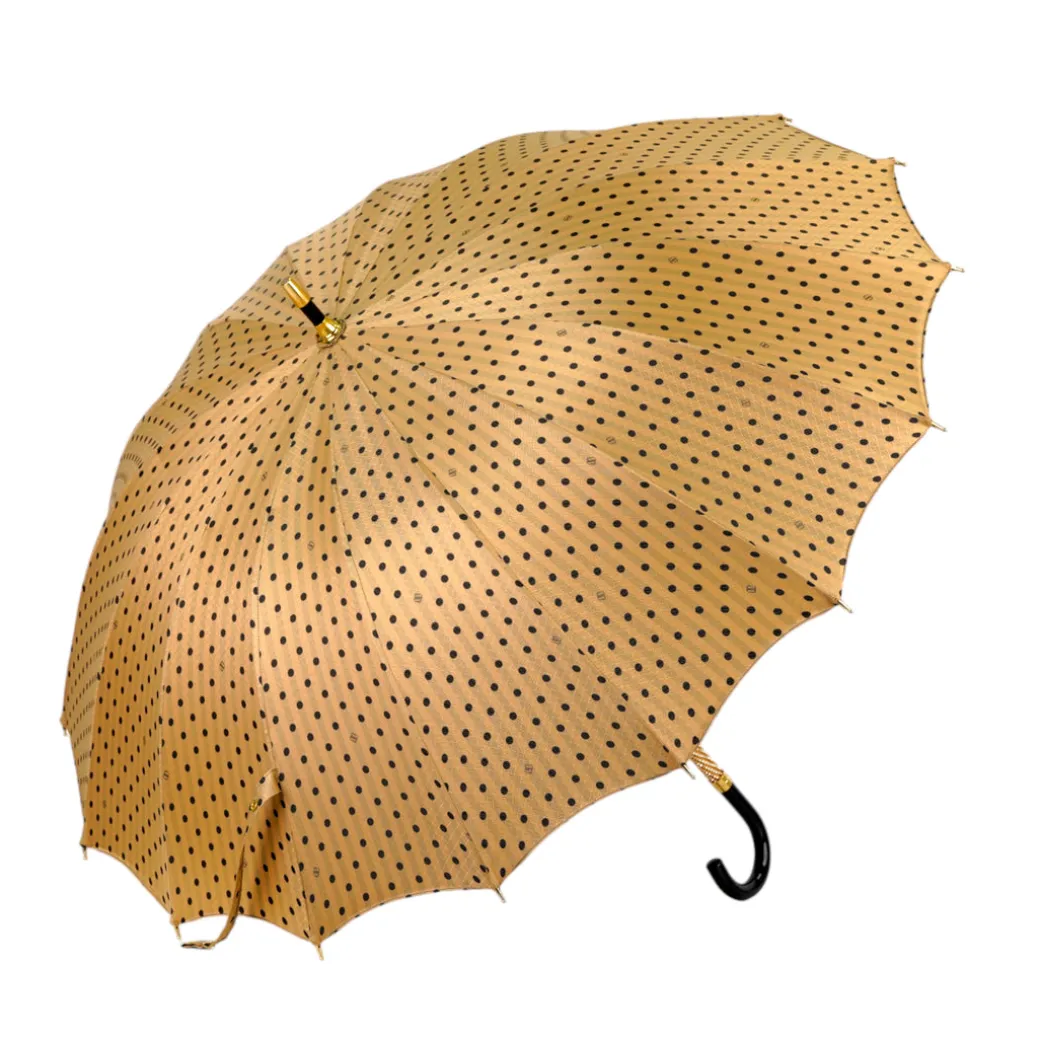 LIMITED COLLECTION - Jaquard polka dot gold umbrella