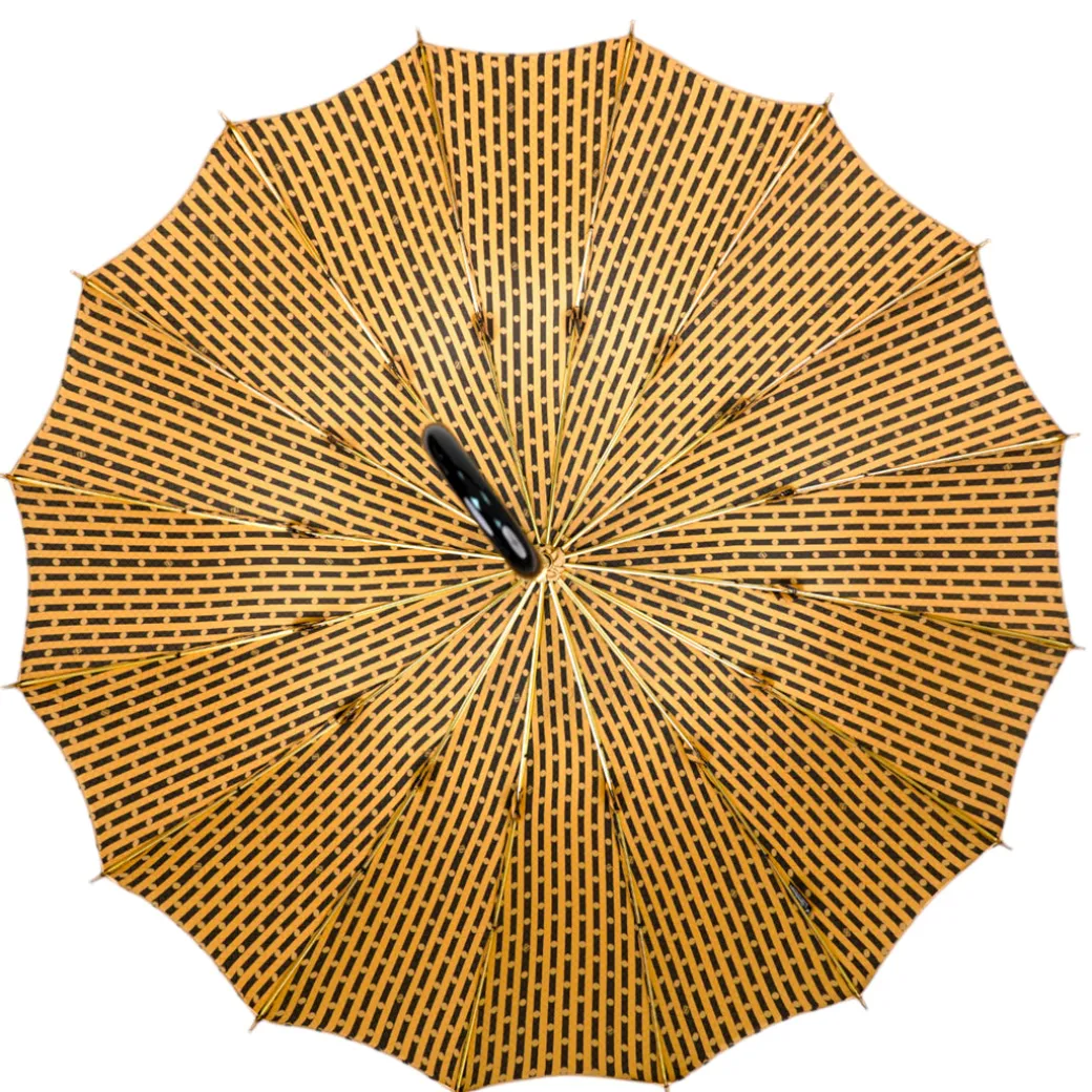 LIMITED COLLECTION - Jaquard polka dot gold umbrella