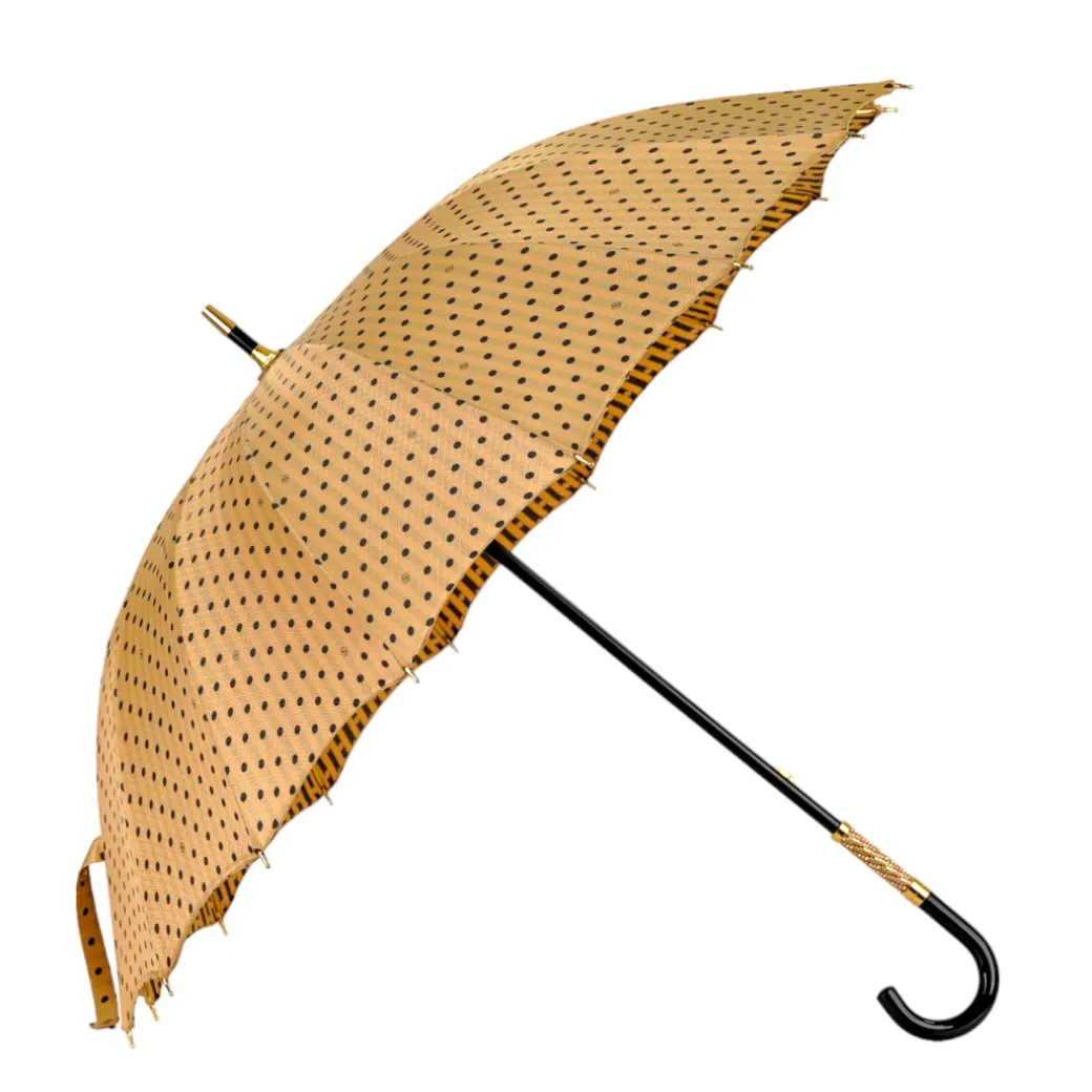 LIMITED COLLECTION - Jaquard polka dot gold umbrella
