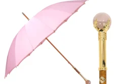 LIMITED COLLECTION - Pink Umbrella with Gold-Plated Handle and Quartz