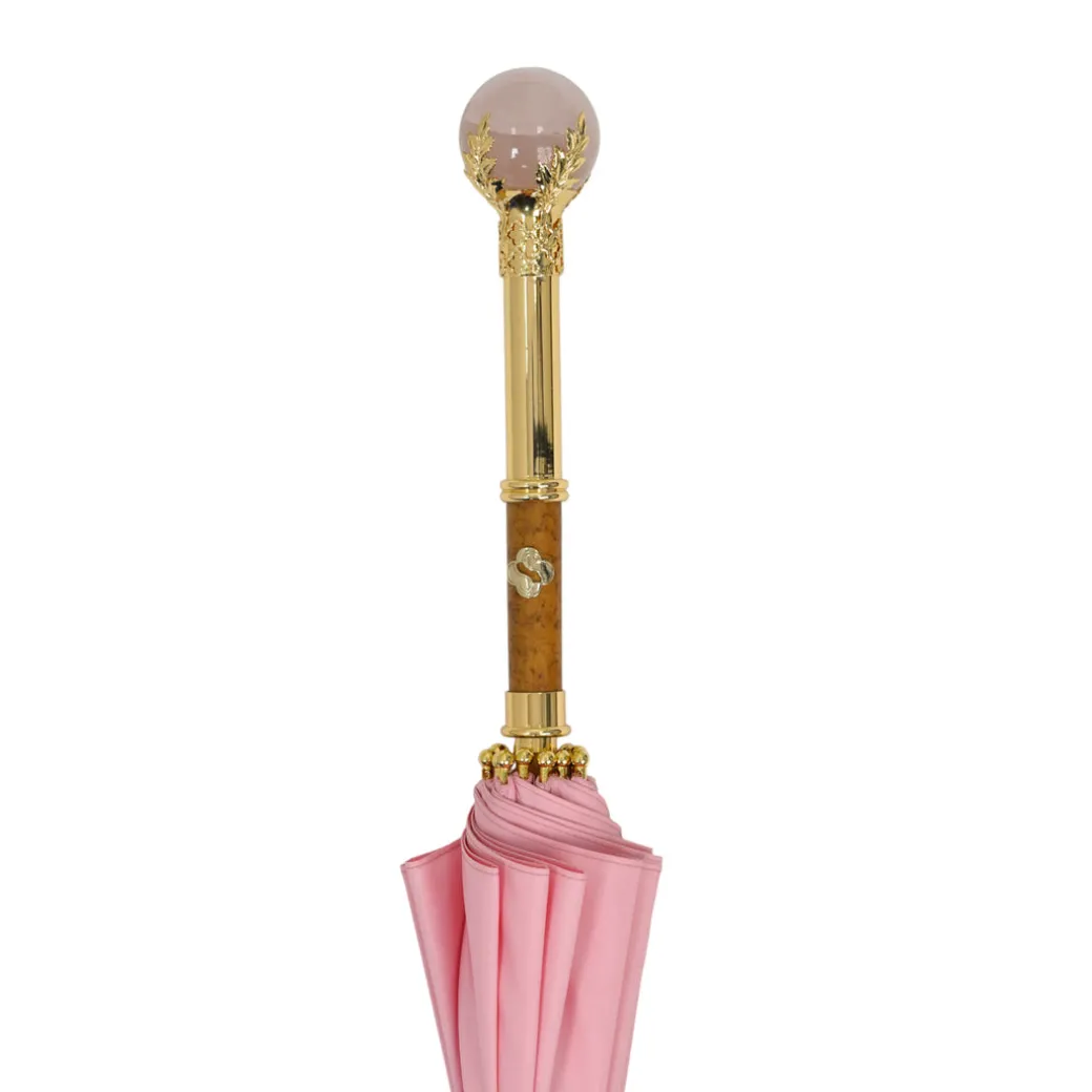 LIMITED COLLECTION - Pink Umbrella with Gold-Plated Handle and Quartz