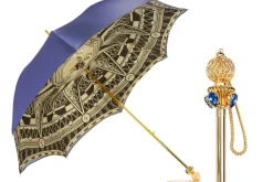 Luxury in Rain: Handmade Umbrellas featuring 24K Gold-Plated Crystal H