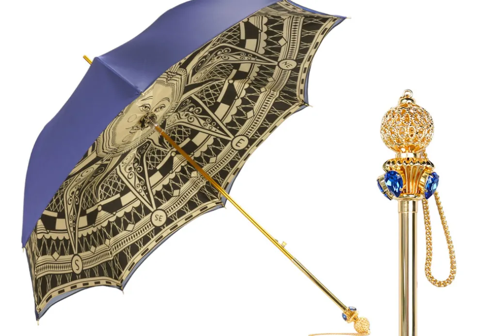 Luxury in Rain: Handmade Umbrellas featuring 24K Gold-Plated Crystal H