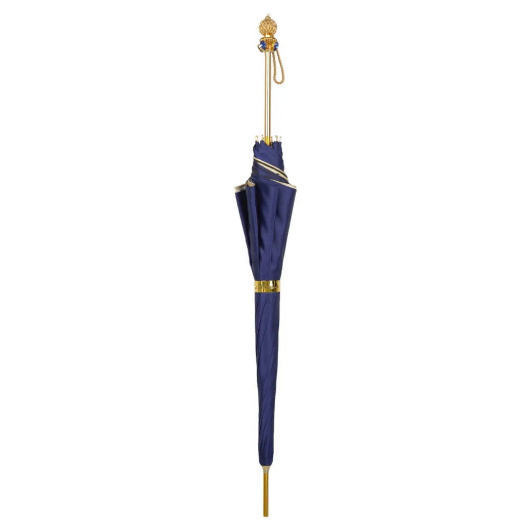Luxury in Rain: Handmade Umbrellas featuring 24K Gold-Plated Crystal H