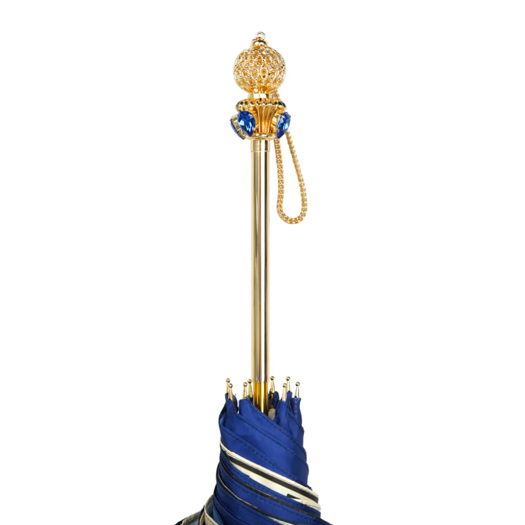 Luxury in Rain: Handmade Umbrellas featuring 24K Gold-Plated Crystal H