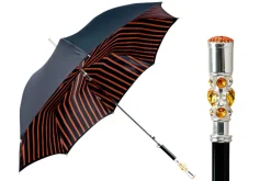 Luxury Umbrella with Bold Stripes and Gem-Encrusted Handle