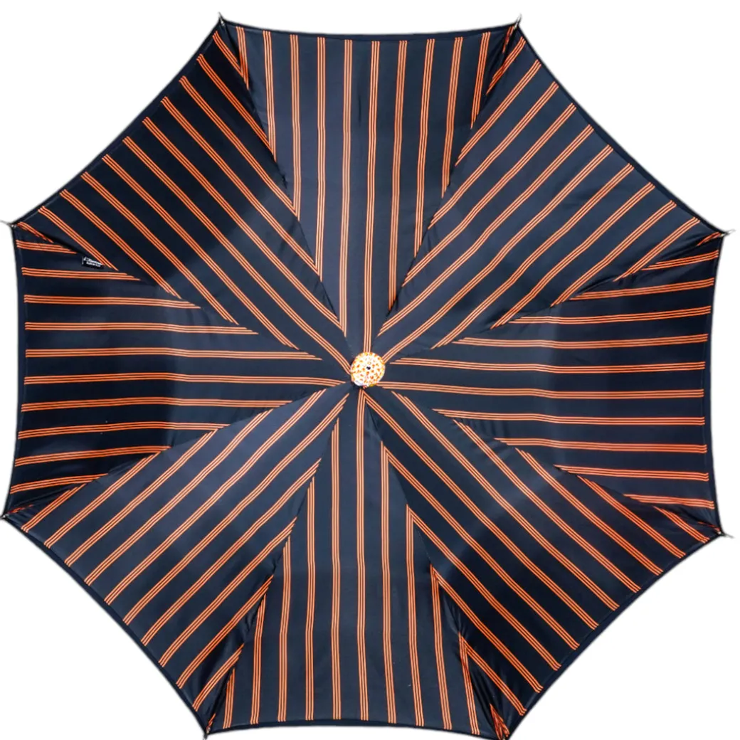 Luxury Umbrella with Bold Stripes and Gem-Encrusted Handle