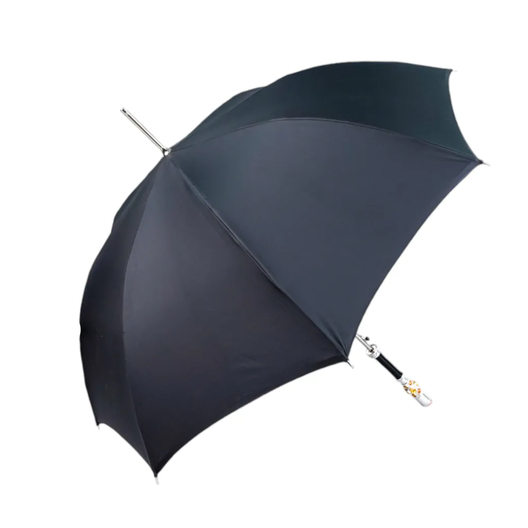 Luxury Umbrella with Bold Stripes and Gem-Encrusted Handle