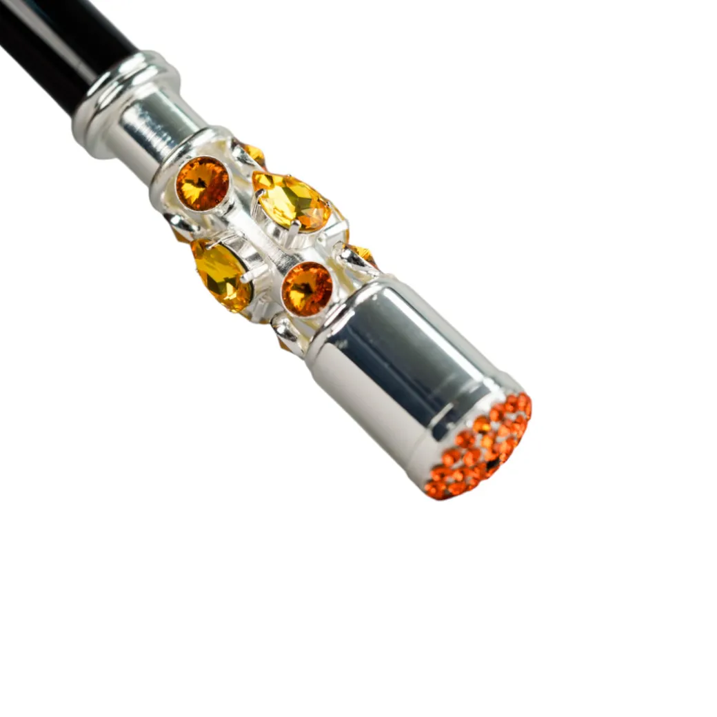 Luxury Umbrella with Bold Stripes and Gem-Encrusted Handle
