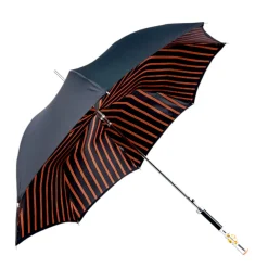 Luxury Umbrella with Bold Stripes and Gem-Encrusted Handle