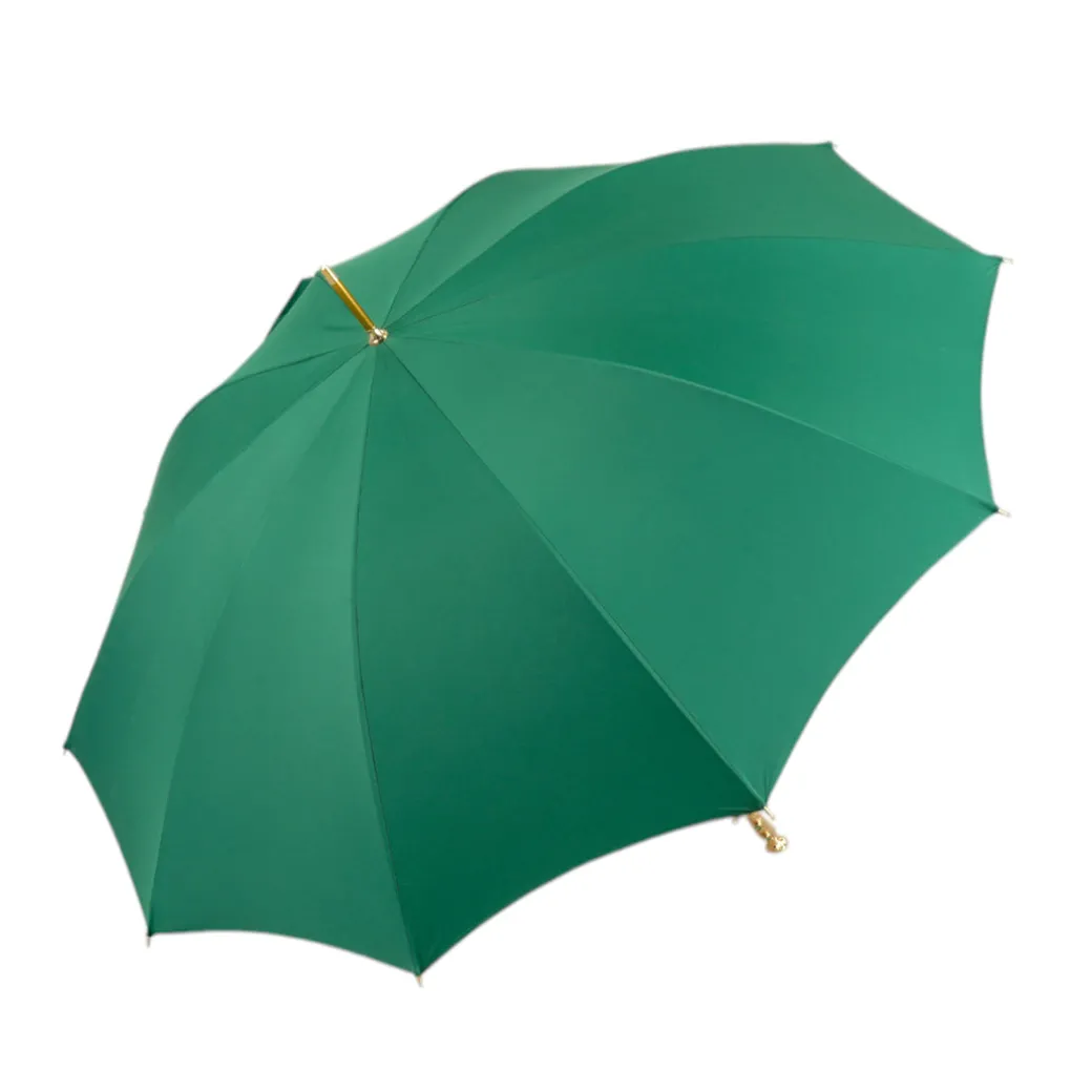 Majestic Green Umbrella with Ornate Sword Handle in 24K Gold Plating