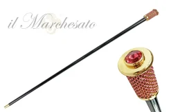 Meraviglioso bastone da passeggio per cerimonia con cristalli rosa