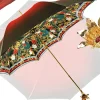 Meraviglioso ombrello Rosso e verde con impugnatura a fiore
