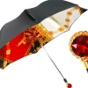 Midnight Glamour: Exclusive Black Umbrella Adorned with Bold Red Cryst