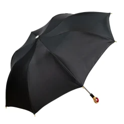 Midnight Glamour: Exclusive Black Umbrella Adorned with Bold Red Cryst