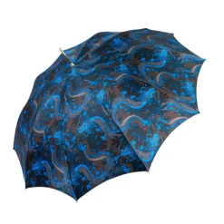 Mythical Dragon Umbrella – Silver-Plated Handle & Oriental Blue design