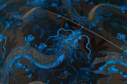 Mythical Dragon Umbrella – Silver-Plated Handle & Oriental Blue design