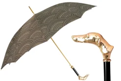 Noble Hound: Decorated Umbrella with Gold-Plated Greyhound Handle