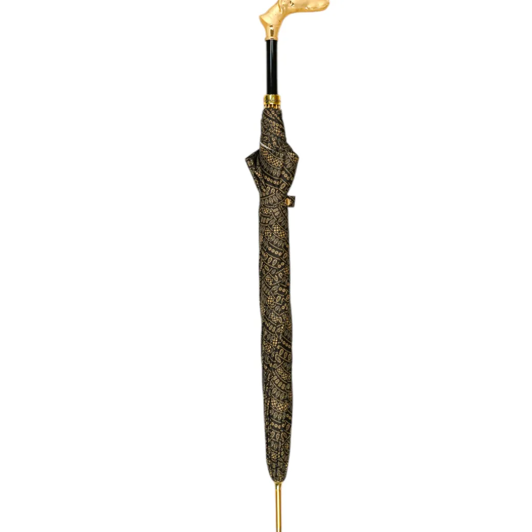 Noble Hound: Decorated Umbrella with Gold-Plated Greyhound Handle