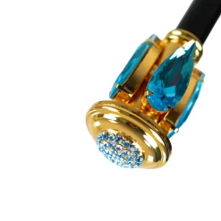 Oceanic Elegance: Exclusive Walking stick with Aquamarine Teardrop Cry