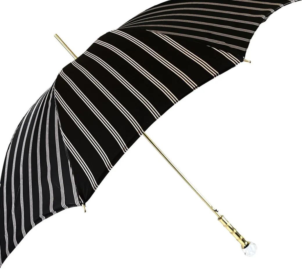 Ombrello a strisce nero e rosa chiaro