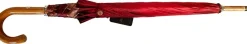 Ombrello artigianale - a righe rosso e crema - legno malacca