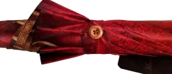 Ombrello artigianale - a righe rosso e crema - legno malacca