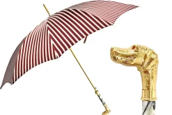 Ombrello automatico con manico cane da punta placcato oro 24K