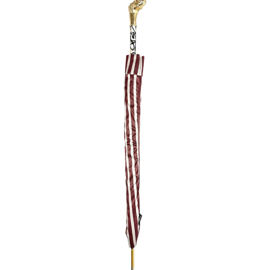 Ombrello automatico con manico cane da punta placcato oro 24K
