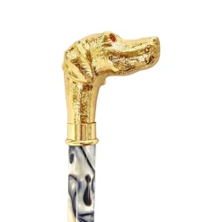 Ombrello automatico con manico cane da punta placcato oro 24K