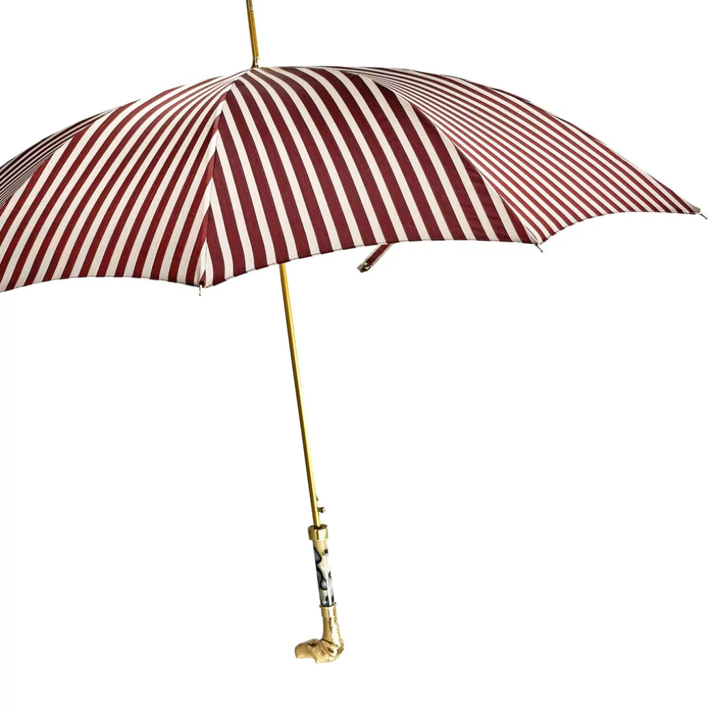 Ombrello automatico con manico cane da punta placcato oro 24K