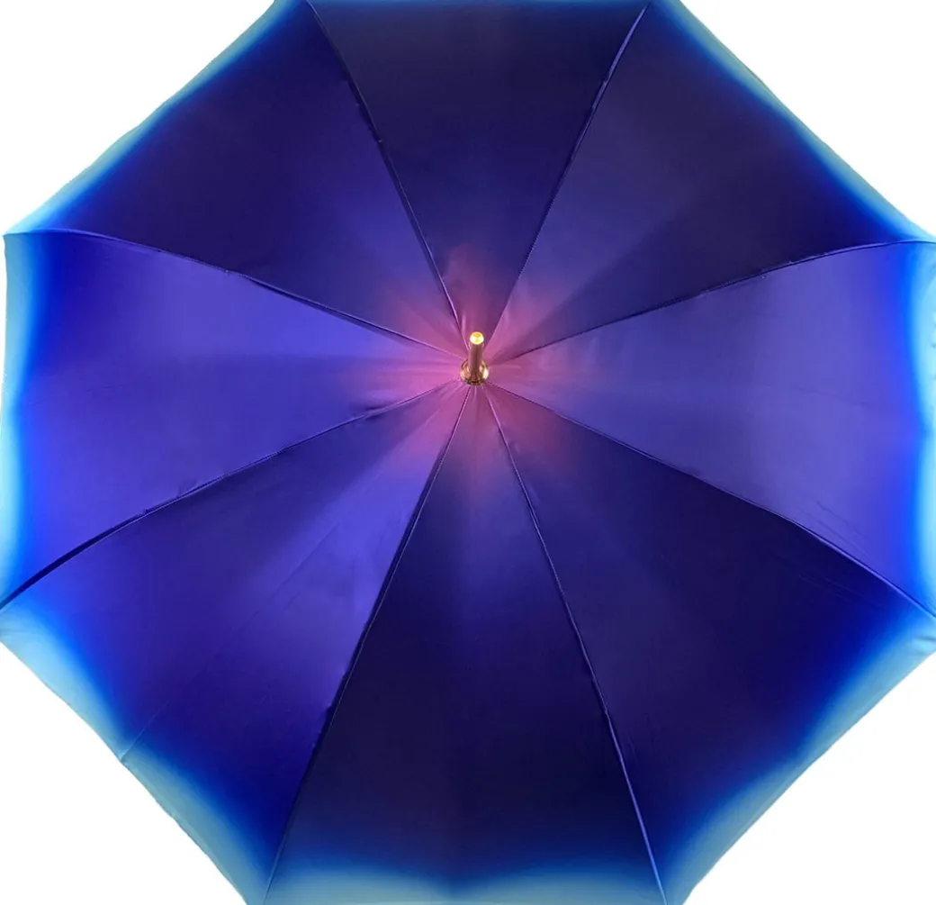 Ombrello azzurro sfumato, stampa margherite