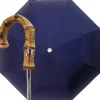 Ombrello blu da uomo con manico in Bamboo