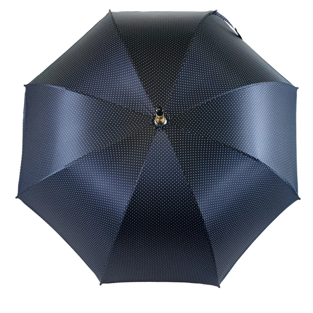 Ombrello Blu e azzurro elegante con Legno di Castagno Naturale curvato