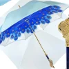 Ombrello con impugnatura pavone e cristalli Aqua marina