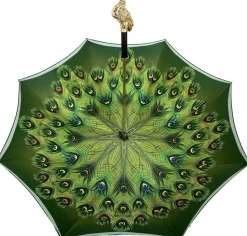 Ombrello con impugnatura pavone e cristalli smeraldo