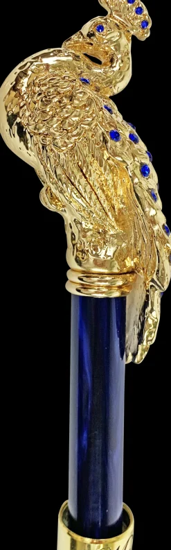 Ombrello con impugnatura pavone e cristalli Aqua marina