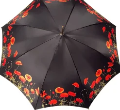 Ombrello con papaveri nero e rosso