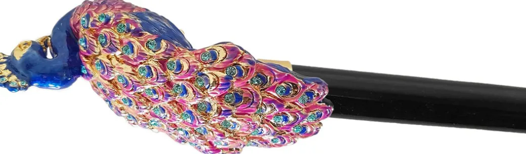 Ombrello con pavone e cristalli Swarovski