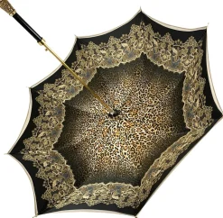 Ombrello con stampa leopardata, doppio tessuto