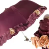 Ombrello con volant e rose bordeaux