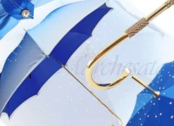 Ombrello da donna blu - Cristalli Swarovski - Ombrelli con cristalli a doppio panno