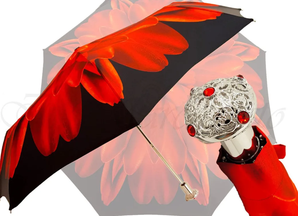 Ombrello da donna Fiore petali rossi