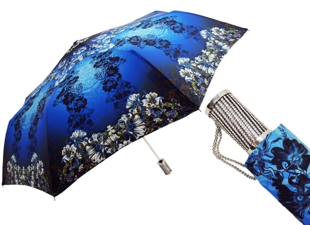 Ombrello da donna pieghevole con manico tempestato di strass