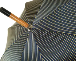 Ombrello da uomo classico a righe - Tessuto interno in raso giallo