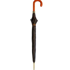 Ombrello da uomo elegante con manico in pelle di struzzo arancione